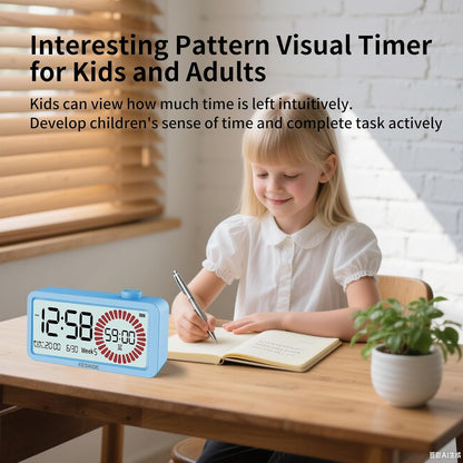 Visual Timer for Kids and Adults with Alarm Clock,LCD Digital 60-Minute Countdown Timer Time Management Tool for Home, School, or Work