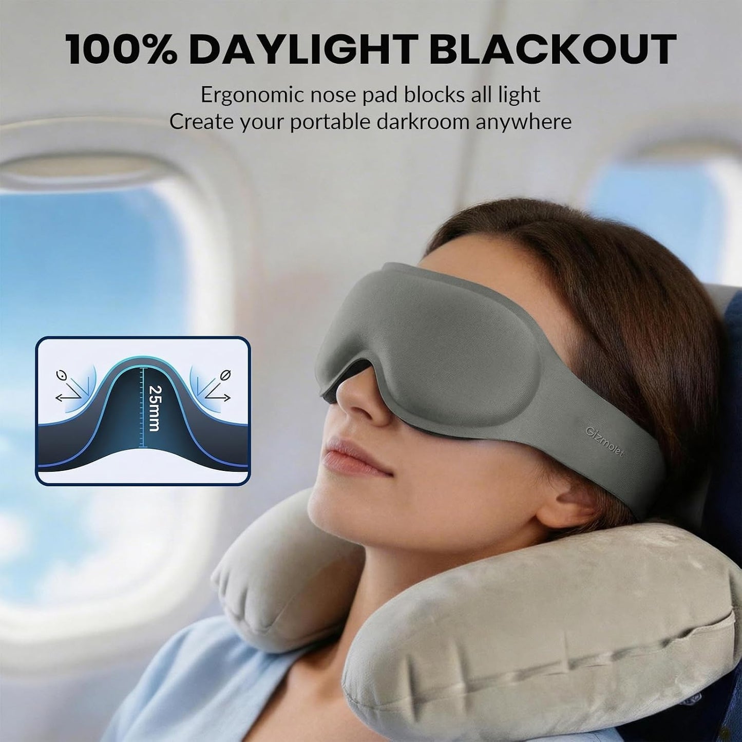 Maximum Blackout Sleep Mask for Deep Sleep, 3D Eye Mask with Spacious Eye Cups, Zero Eye Pressure, Long Eyelash & Lash Extension Friendly, Eye Cover for Travel/Shift Work/Daytime Sleep, Black