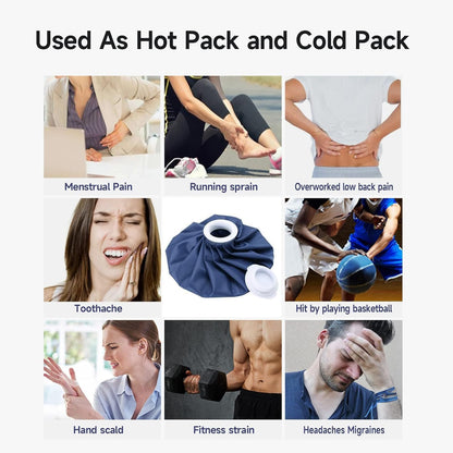 BICAREE Ice Pack for Injuries Reusable, Ice Bags Hot Water Bag for Hot & Cold Therapy and Pain Relief with Cover, No-Leak Elastic Breathable Ice Bag, Size 11"