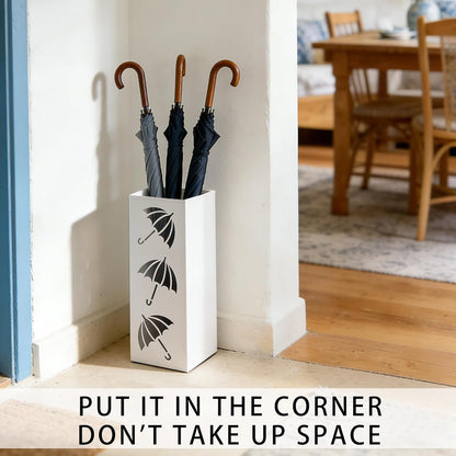 Metal Umbrella Holder, Square Freestanding Umbrella Stand Bucket Storage Indoor for Entryway, 6.3 x 6.3 x 16.3 Inch - Black