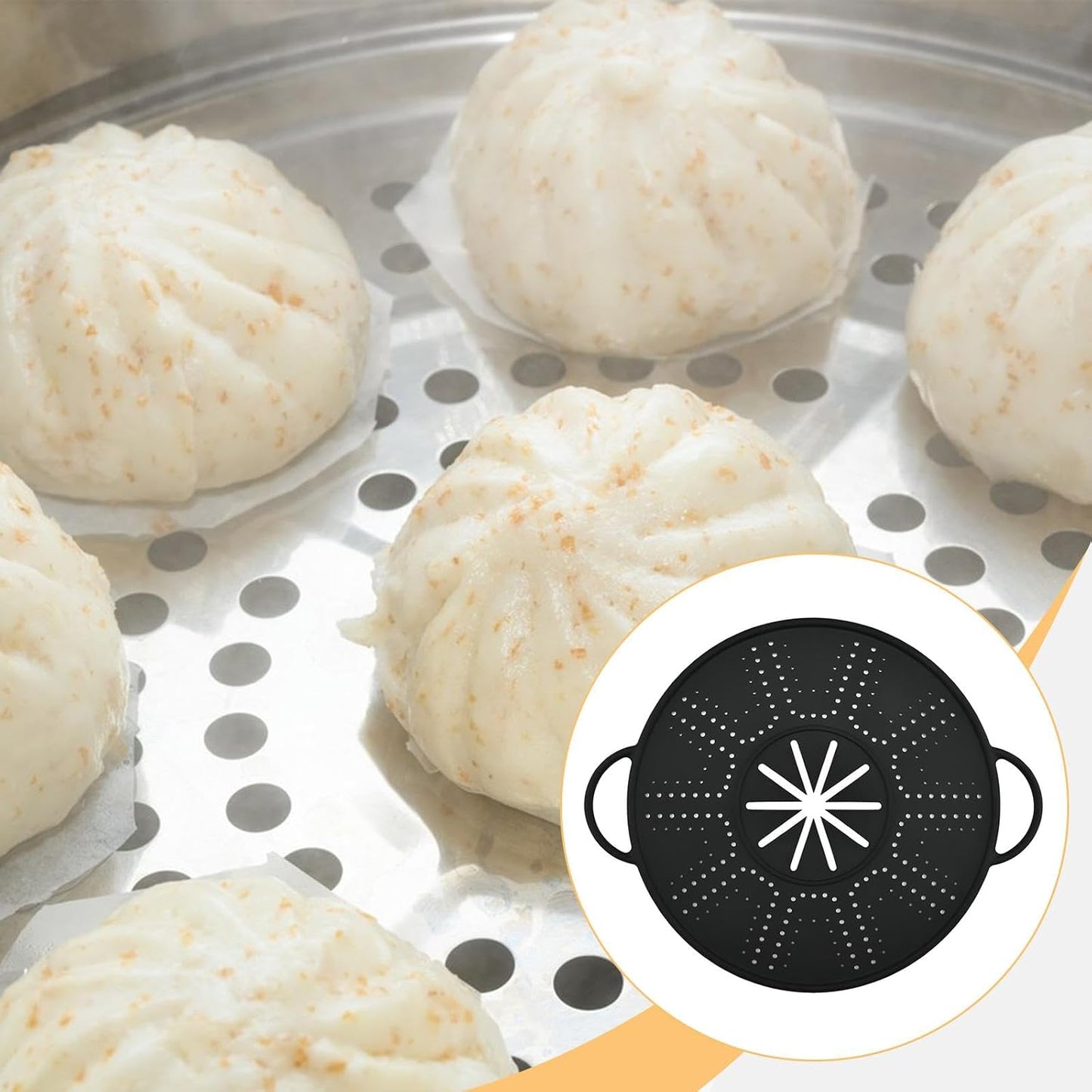 Silicone Spill Stopper Lid, 10.94 in Double Handle Splatter Screen for Boil-Over and Oil Splatter, Black