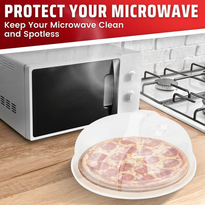 Flexzion 10.5 Inch Microwave Splatter Cover - BPA-Free Anti-Splatter Microwave Cover with Adjustable Steam Vent, Dishwasher Safe, Transparent Plastic Food Covers for Microwave Cooking | Transparent Dishwasher-Safe Plate Cover with Adjustable Steam Vent