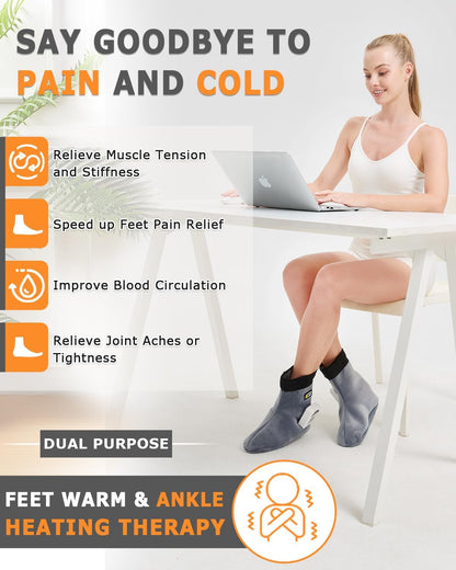 Cordless Foot Warmer with Heat and Massage - Rechargeable Heating Pad for Feet, 3 Temp & Vibration Levels, 60 Min Timer for Plantar Fasciitis, Ankle Pain, Cold Feet at Home, Office, Sleeping