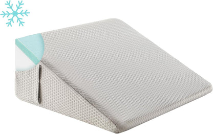 Bedluxe Wedge Pillow, 10 inch Bed Wedge Pillow for Headboard, Pillow Wedge for Acid Reflux Relief, Sleeping, Back Pain Relief, Snoring, Triangle Pillow Wedge, White/Grey