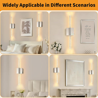 Battery Operated Sconces Set of 2, 28in Rechargeable Wireless Wall Lights