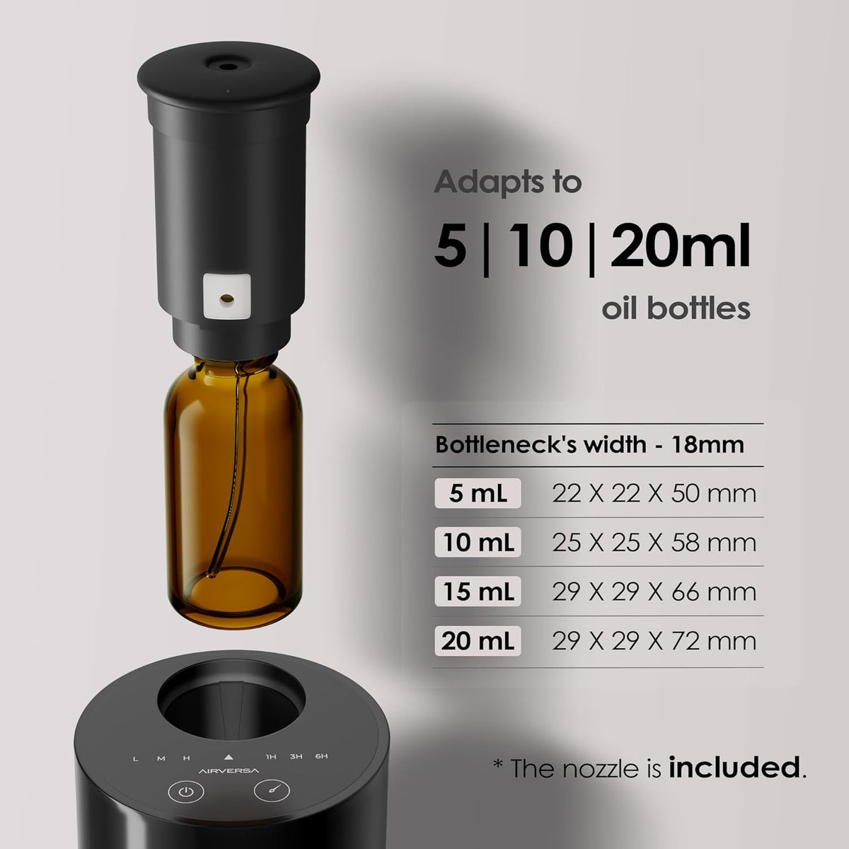 Airversa AN6 Waterless Essential Oil Diffuser Starter Kit, Black