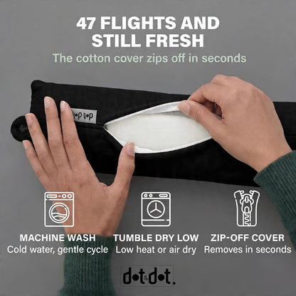 Dot&Dot Twist Memory Foam Travel Pillow, Bendable Neck Pillow for Airplane, Car and Home, 26-Inch Adjustable Roll with Washable Cotton Cover, Gray