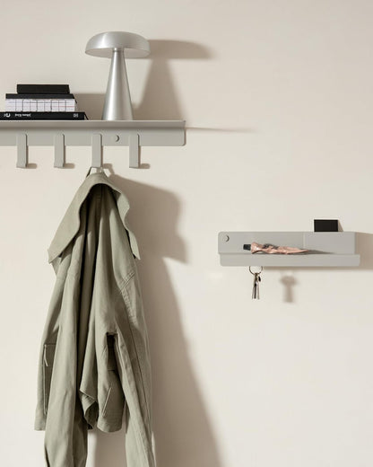 Kazai. Key Holder for Wall 'Holmsen' | Minimalist Key Hooks Design from Berlin | Modern Key Hanger with Metal Shelf | Key Hook Wall Mounted as Hallway Furniture | Sand Taupe