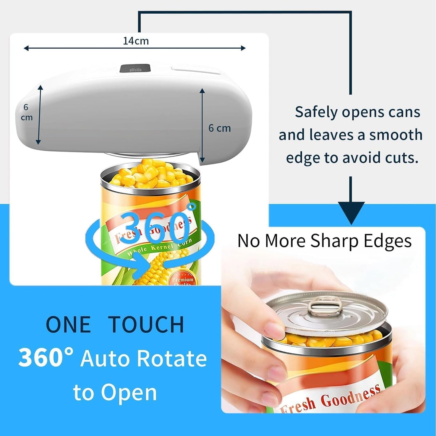 Electric Can Opener with LED Display, Can Opener Electric for Seniors | One-Touch USB Rechargeable Battery Automatic Can Opener for Kitchen or Arthritis, Hands-Free, Smooth Edge, Compact, Cordless