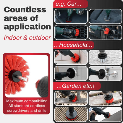 Drill Brush Attachments for Cleaning [Set of 6] Car, Household & More | Brush Drill Attachment for Cleaning I Brush Drill Attachment for Cleaning I Drill Brush for Car Detailing