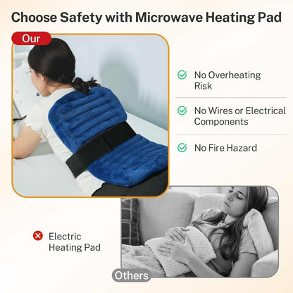 Extra Large Heating Pad Microwavable for Back with Moist Heat, Flaxseeds Heating Pads for Full Back, Neck and Shoulders, Stomach Cramps, and Muscle Aches,for Both Hot and Cold Therapy - Navy Blue
