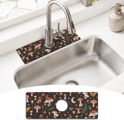 Light Brown White Checkered Kitchen Sink Splash Guard Faucet Mat,Faucet Non-Slip Absorbent Mat,Farmhouse Sink Splash Guard Behind Faucet for Kitchen Bathroom, 15"x5.5"