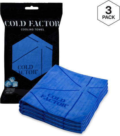 COLD FACTOR Instant PVA Cooling Towels, Cooling Neck Wraps, Blue, 3 Pack