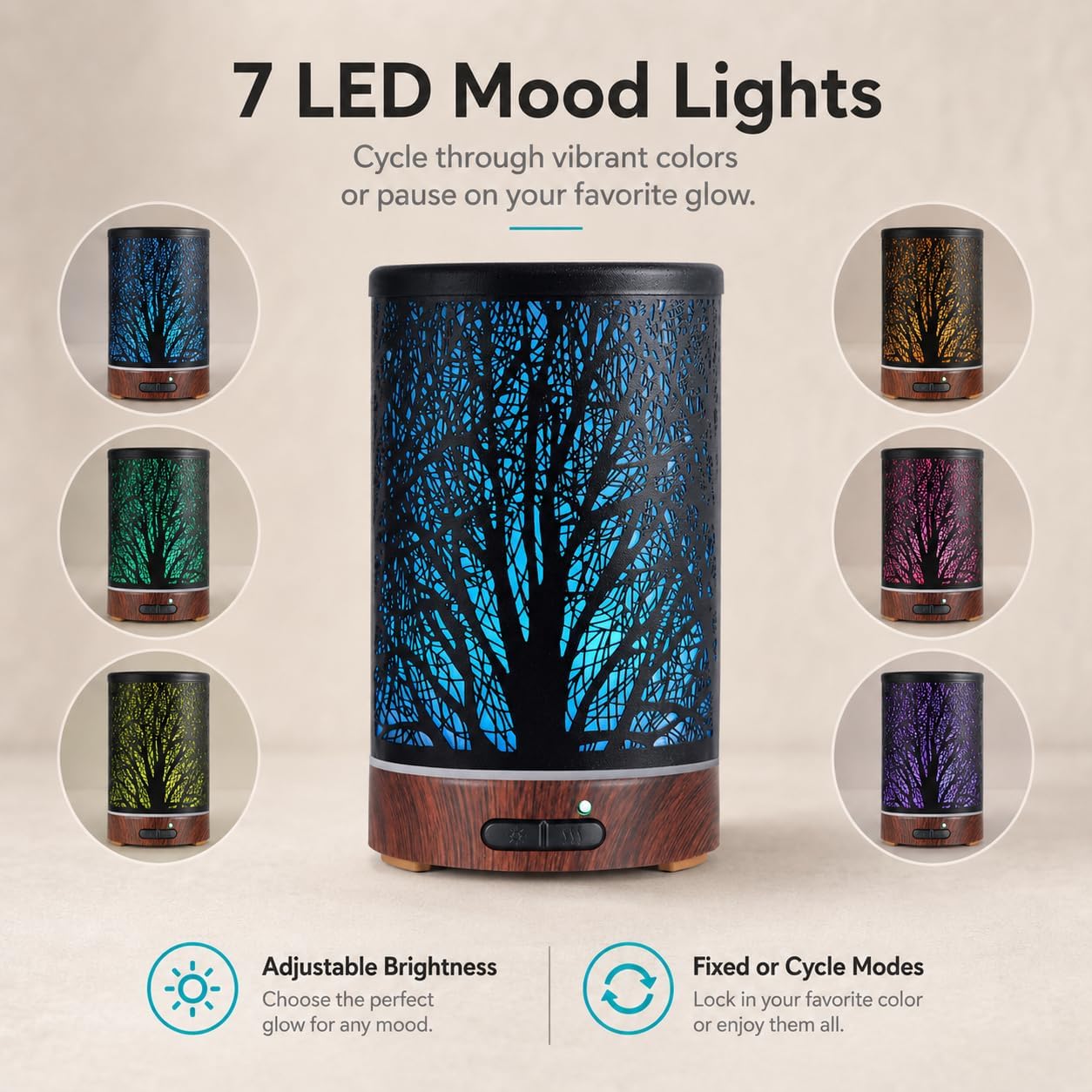 Tree Essential Oils Diffuser for Home 150ML Aromatherapy Diffuser | Birthday Gifts for Women mom,Metal Cool Mist Humidifier with 7 Colors Lights Waterless Auto Off Air Diffusers
