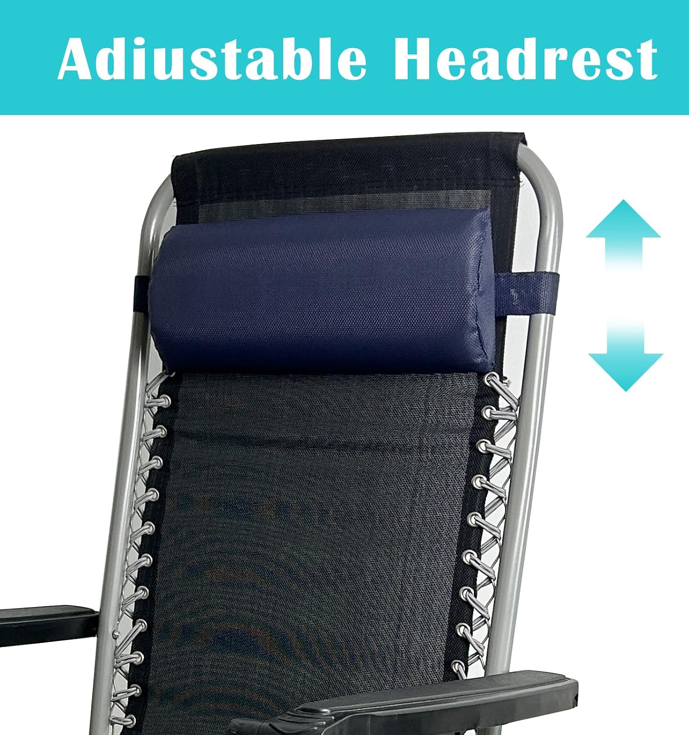 Headrest Pillow for Recliners, Zero Gravity Chair Replacement Pillows with Strap, Large 16.2" Length Outdoor Chaise Lounge Chair Cushion for Neck Lumbar Support, Black