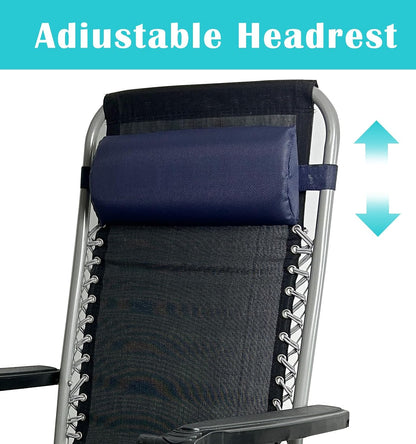 Headrest Pillow for Recliners, Zero Gravity Chair Replacement Pillows with Strap, Large 16.2" Length Outdoor Chaise Lounge Chair Cushion for Neck Lumbar Support, Black