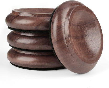 4 Pcs Solid Wood Upright Piano Caster Cups,Furniture Caster Cups,HilerPunk Sofas Beds Chairs Wheel Caster Cups Pads,with Non-Slip & Anti-Noise Felt Pads,for Hardwood Floor Protectors-Natural Wood
