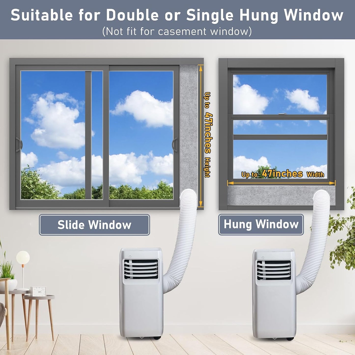 Flamorrow Insulated Foam Panels for Portable AC Window Seal Kit, Sturdy & Thick Air Conditioner Insulating Panel, Adjustable AC Window Seal Panels for Seal Heat, Fill Gap, Reduce Noise, 3 Pack