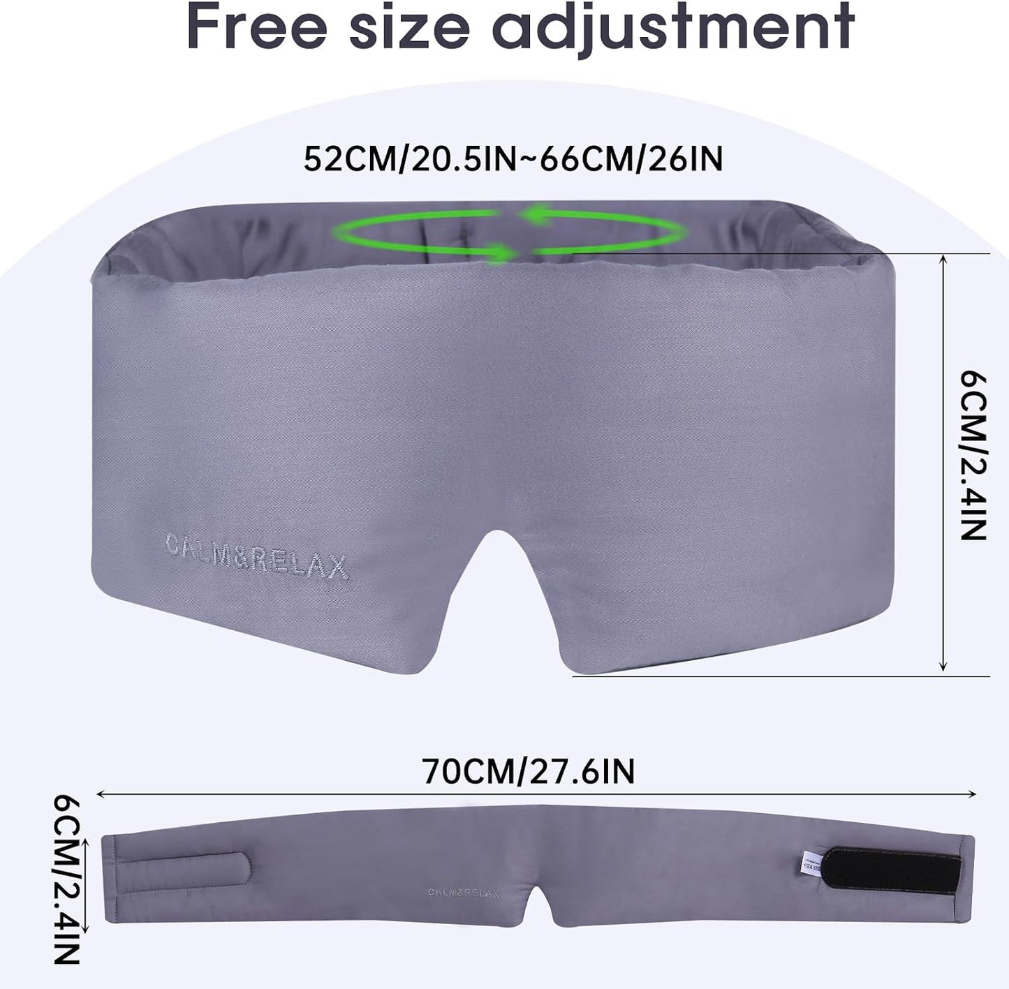 Calm&Relax Bamboo Sleep Mask - Cooling 3D Eye Mask, Lash Friendly,White | Total Blackout 3D Contoured Eye Mask for Travel, Home, Yoga - Adjustable Soft Viscose Night Blindfold for Side Sleepers
