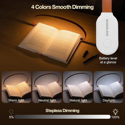 ROOKIELEDS Full-Page Reading Light, 70-Hour Rechargeable Clip-on Book Light