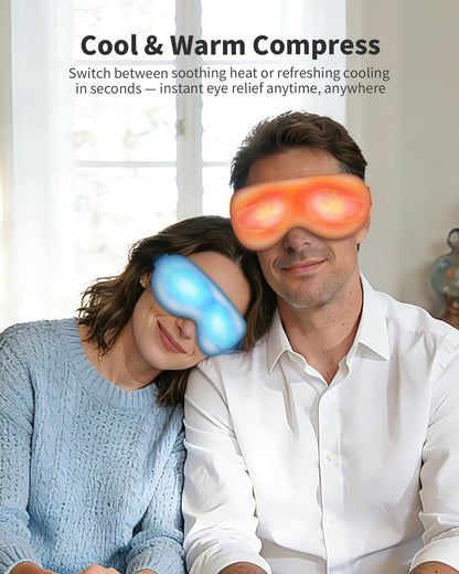 Eye Massager with Heat and Compression - Avocado Green Heated Eye Mask with Vibration, Bluetooth Music, 6 Modes, Rechargeable 1200mAh Battery for Eye Strain, Dry Eyes, Migraines Relief