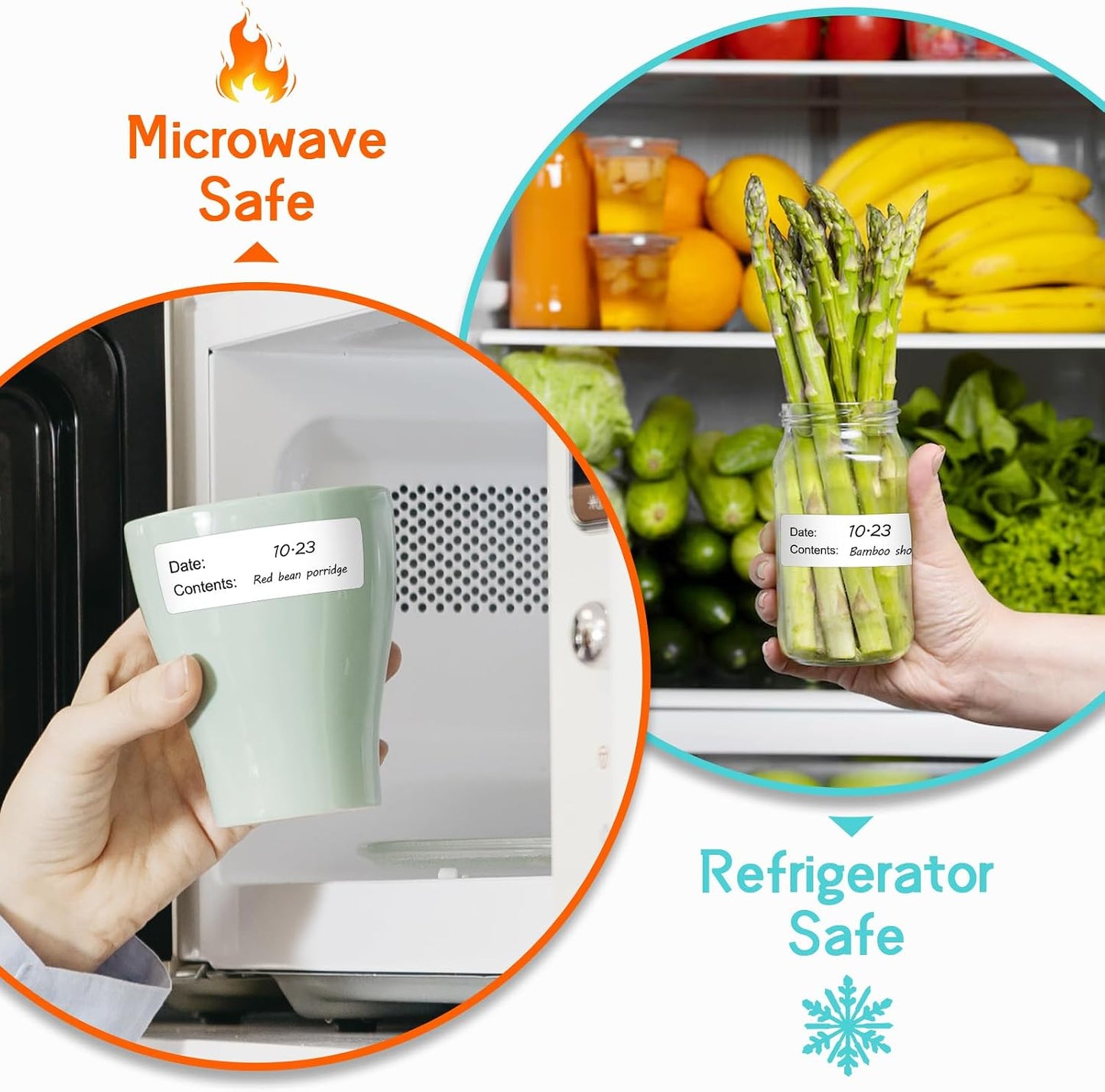 1" x 3" Removable Freezer Labels for Food Containers, 1 Roll of 500 | Easy to Peel off, Waterproof, Oil & Tear Resistant, Leaves No Residue for Freezer Bags/Jars, Kitchen Food Storage, Meal Prep