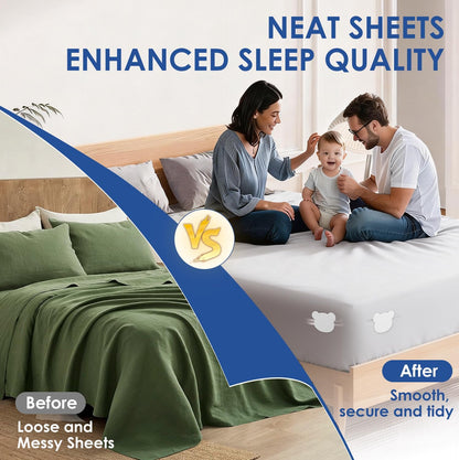 Patented Bed Sheet Holders ABS Lock System for Fitted Sheets Secure Clips | Patented Lock Design, 168 Anti-Slip Points, Reinforced ABS Material, One-Time Installation, Fits All Mattress Sizes