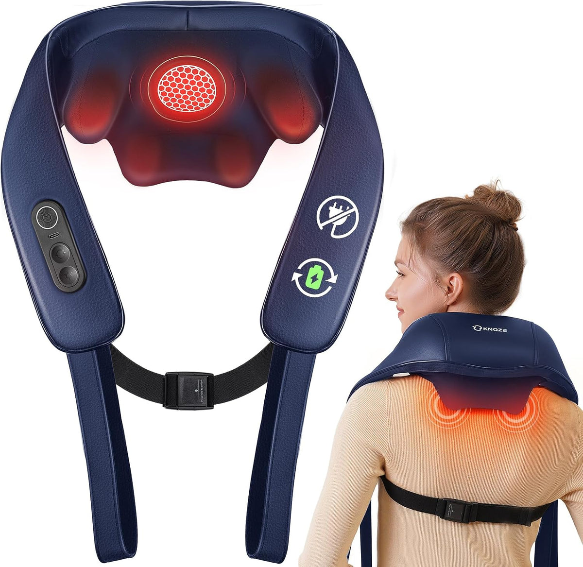Cordless Neck and Shoulder Massager for Pain Relief Deep Tissue with Heat
