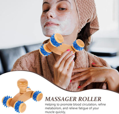 Holibanna 3pcs Wooden Massage Roller Moon Car for Relaxing Massage and Relieving Muscle Fatigue, Handheld Back Massager Stick Suitable for Yoga After Exercise