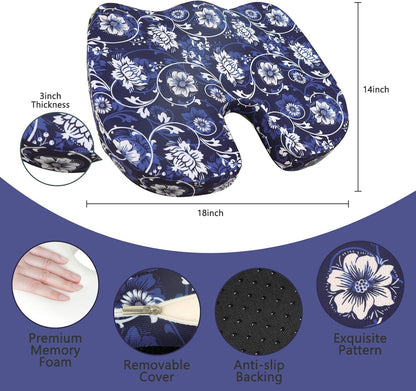Tailbone Pain Relief Cushion, Memory Foam Seat Cushion for Coccyx Sciatica Pain Pressure Relief Office Desk Chair