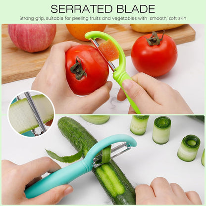 Senbowe Upgrade Potato Peeler for Kitchen, 6PCS Stainless Steel Vegetable Peeler, I and Y Veggie Food Peeler for Apple Fruit Carrot Zucchini Cucumber,Good Grip Makes Peeling Very Easy (Green)