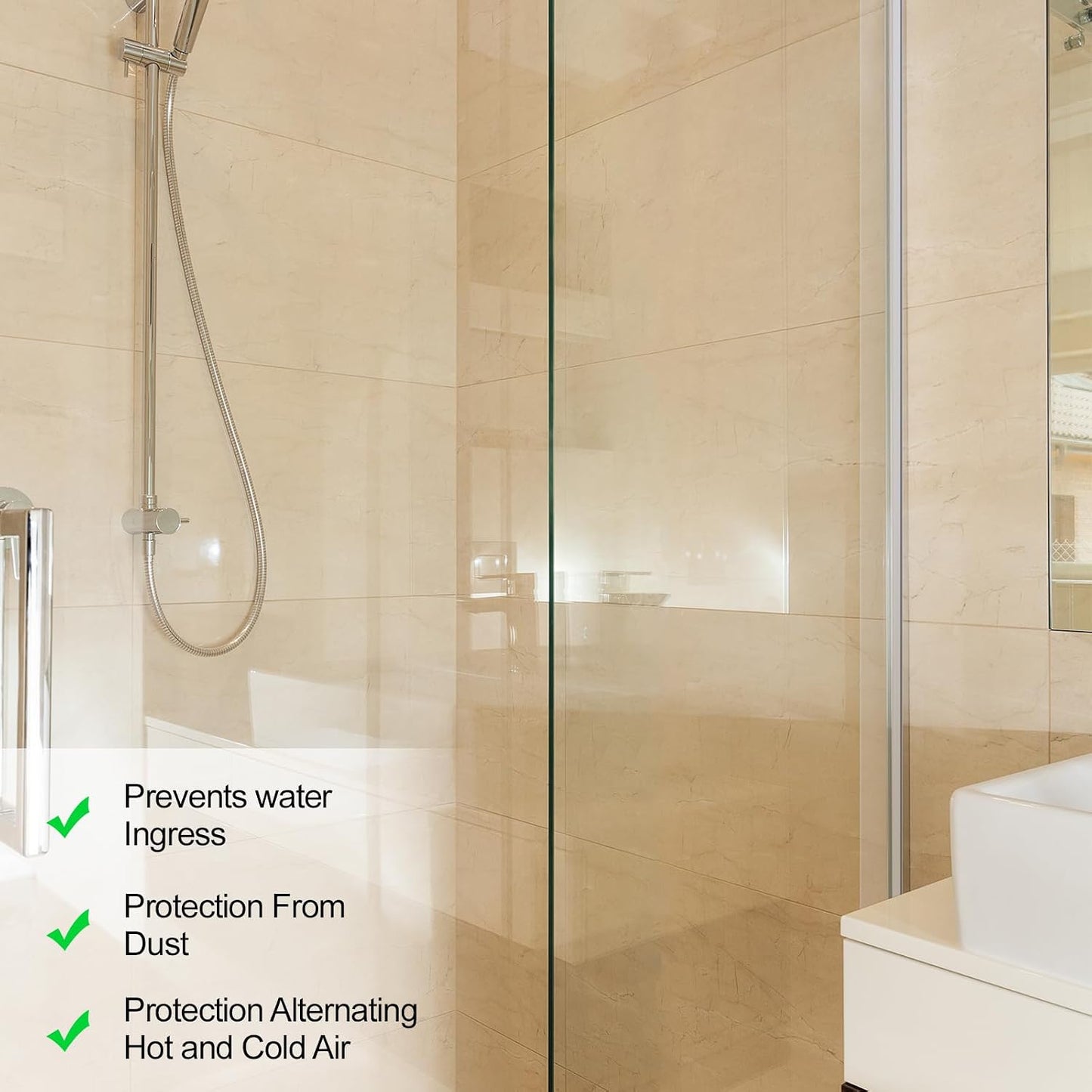 2 Pcs L-Type Seal Strip 3/8'' X 73'' Clear Vinyl Glass Shower Door | Self-adhesive for Easy Install, Water Dam at Shower Bottom Threshold, Fits Frameless Glass Gaps, Prevents Bathroom Leaks
