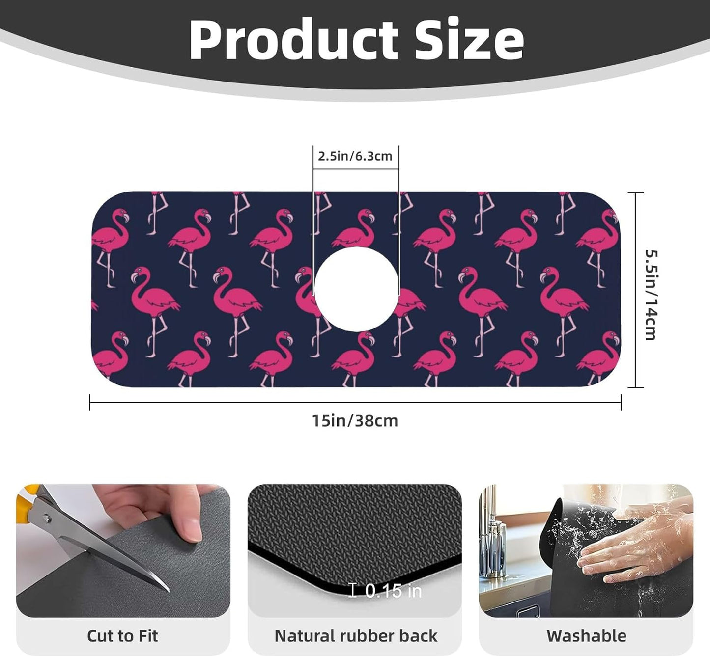 Wildflowers Floral Flower Kitchen Sink Splash Guard Faucet Mat Super Absorbent Fast Drying Mat Sink Gadgets-Fast Drying Pad Sink Mat For Kitchen Bathroom (15" X 5.5" )