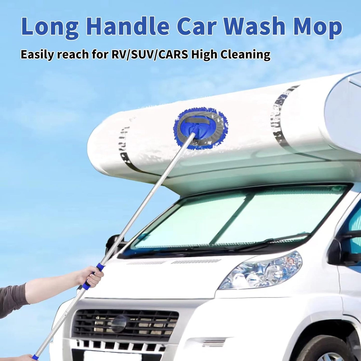 Wontolf 62'' Car Wash Brush Kit with Long Handle, Chenille Microfiber Car Wash Mop Mitt Scratch-Free Car Detailing Cleaning Brush Care Kit Car Cleaning Supplies for Cars RV Truck Boat