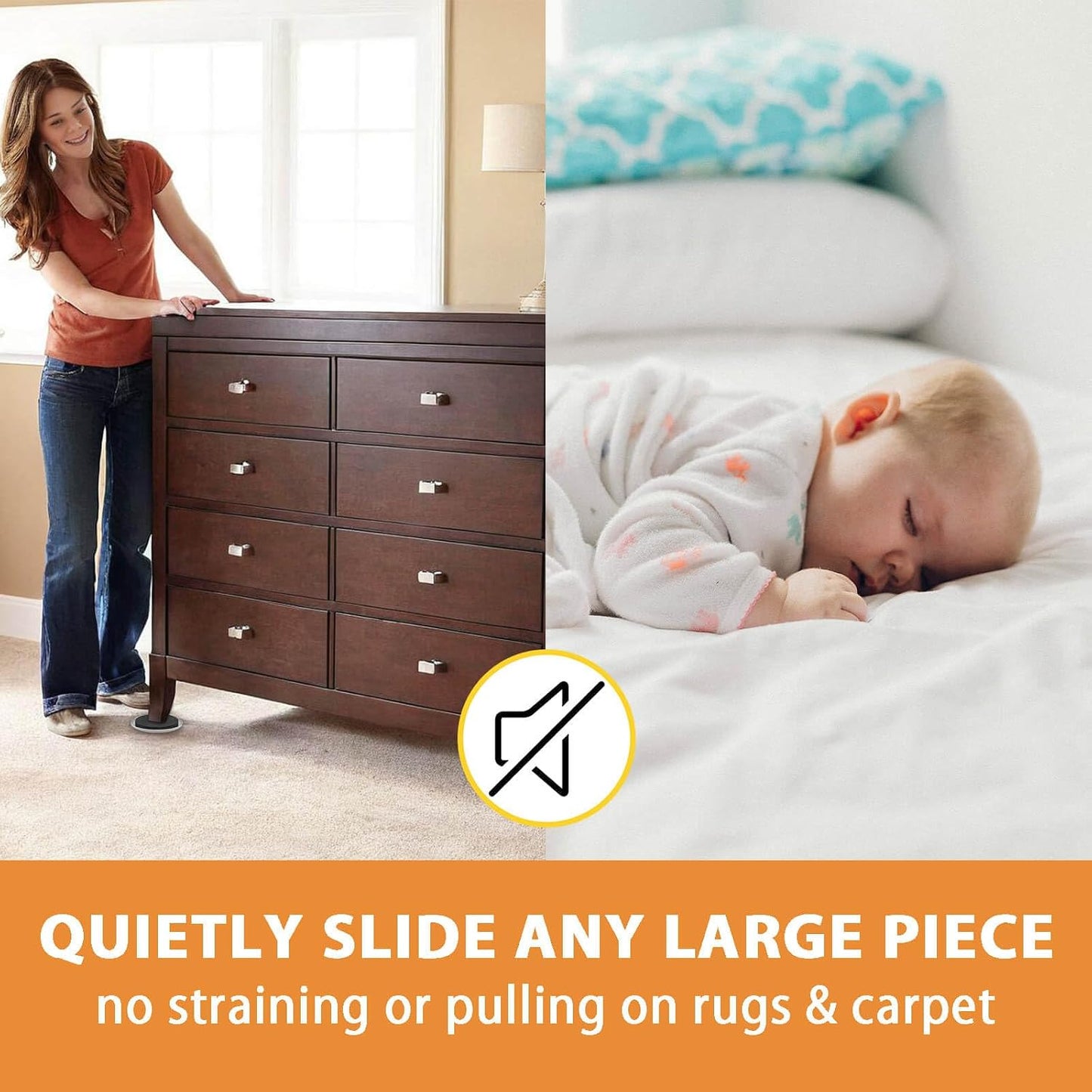 8 Pieces Furniture Sliders, 9 1/2" Sliders for Carpet Hardwood Floors Large Heavy Furniture, Reusable Heavy-Duty Gliders Movers Plastic Moving Pads Protectors (8 PCS 9 1/2" Beige)