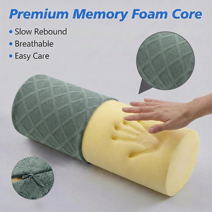3.1" Small Neck Roll Memory Foam Pillow Cylinder,Detachable Cover