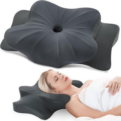DONAMA Contour Cervical Neck Pillow for Neck Pain Relief | Queen,Ergonomic Dual-Height,Odorless Memory Foam,Side/Back/Stomach Sleepers,Cooling Hypoallergenic Cover,OEKO-TEX Certified