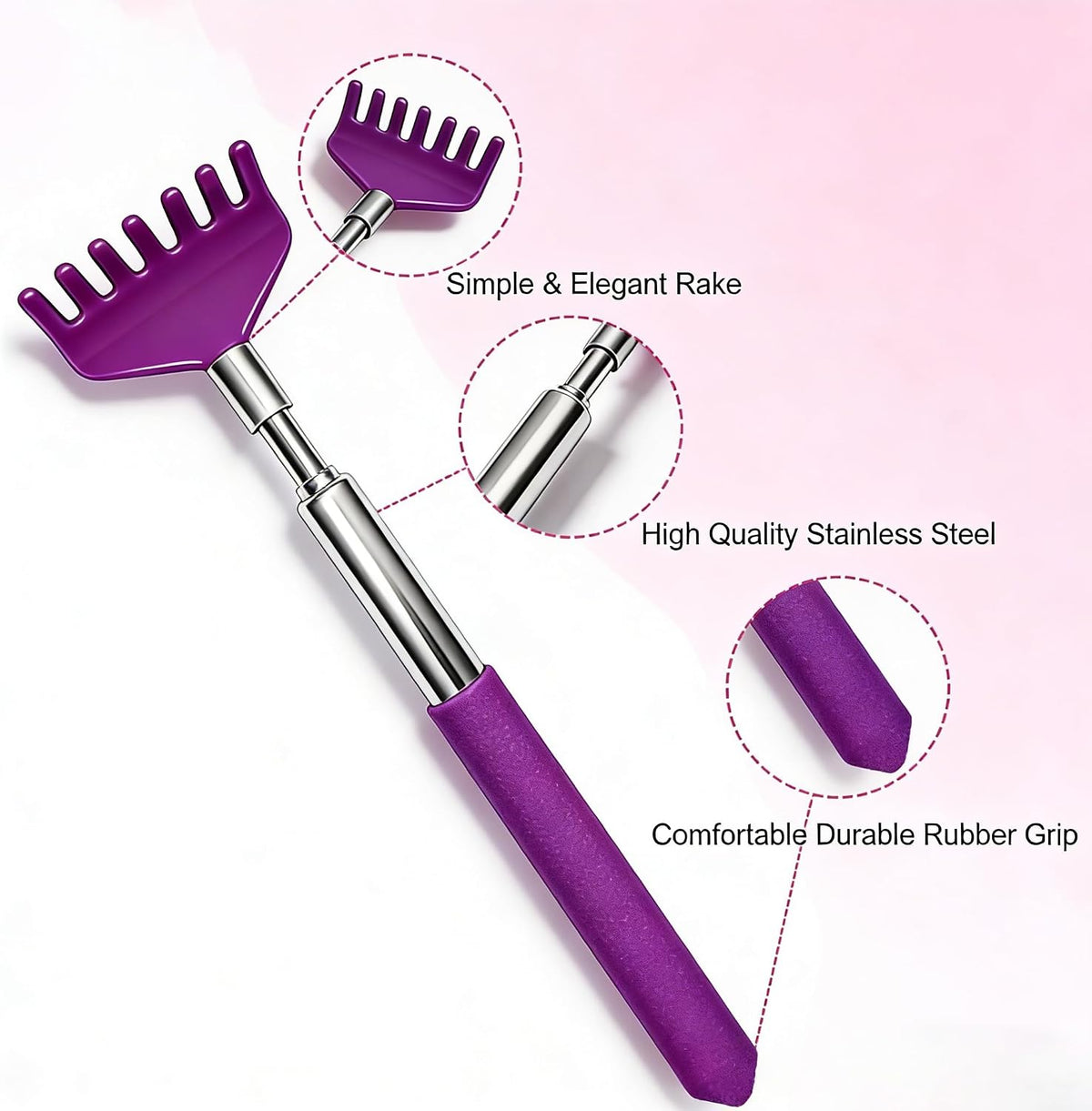 2 Pack Back scratchers Set,Stainless Steel Back Scratcher Extendable