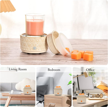 ASAWASA 2PCS Smart Candle Warmer for Large Jar, Coffee Mug Warmers, with Gravity Switch Auto Shut-On/Off, Safely and evenly Release The Aroma, Keep The Drink Warmth, Best Ideals Valentines Day Gifts