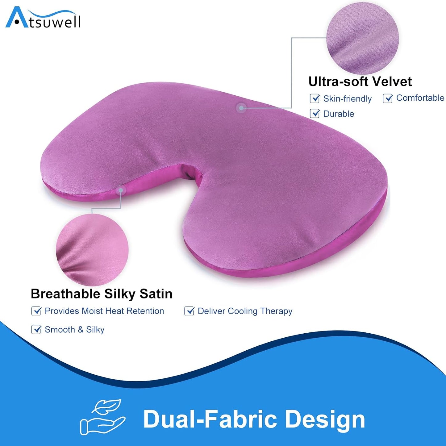 Atsuwell Sinus Mask Microwavable, Heated Eye Masks for Dry Eyes, Pink | Sinus Relief Mask, Warm Cold Compress for Face Eye Fatigue, Unscented Flaxseed Moist Heat, Weighted Eye Mask for Sleeping