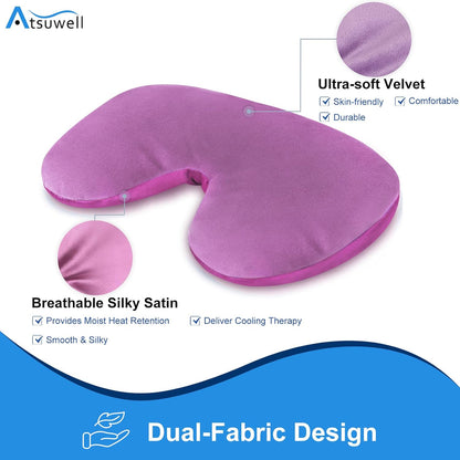 Atsuwell Sinus Mask Microwavable, Heated Eye Masks for Dry Eyes, Pink | Sinus Relief Mask, Warm Cold Compress for Face Eye Fatigue, Unscented Flaxseed Moist Heat, Weighted Eye Mask for Sleeping