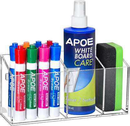 Magnetic Dry Erase Marker Holder for Whiteboard, Fridge, Classroom | Acrylic Magnet Pen Holder for Office, Refrigerator, Whiteboard Maker Holder for Teacher, Locker Organizer Accessories(Clear)