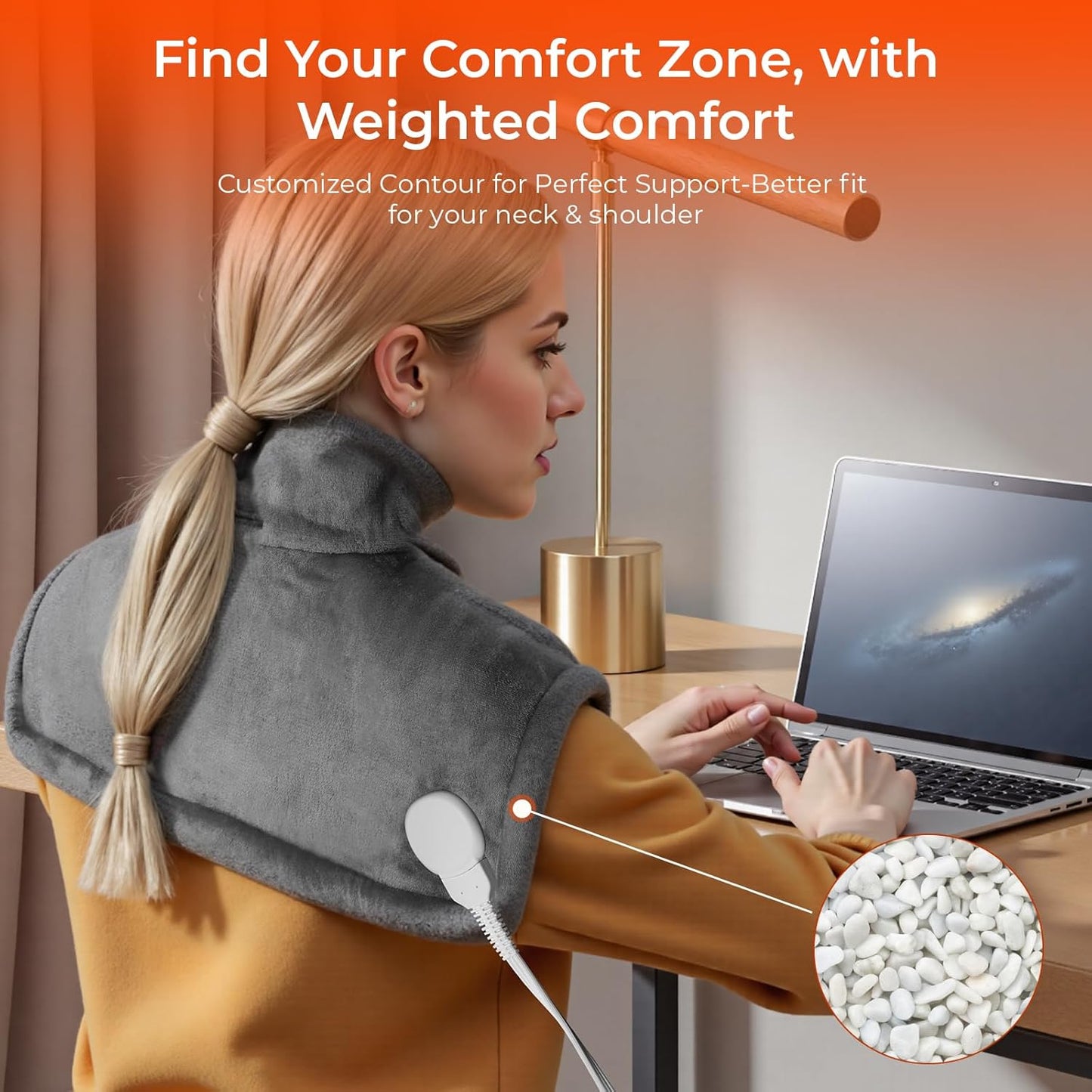 VAAGHANM Heating Pad: Electric Weighted Instant Heat Pad for Neck & Shoulders & Back -6 Heat Options & 6 Auto Timer Mode -for Office/Home/Post-Workout