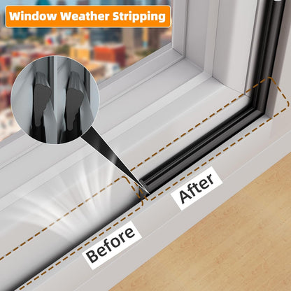 3 Pack*16.4 Ft Self-Adhesive Wedge Foam Window Weather Stripping Door Seal Strip, Soundproof Exterior Front Door Frame Gap Filler, Draft Stopper Foam Tape Noise Light Blocker (Black)