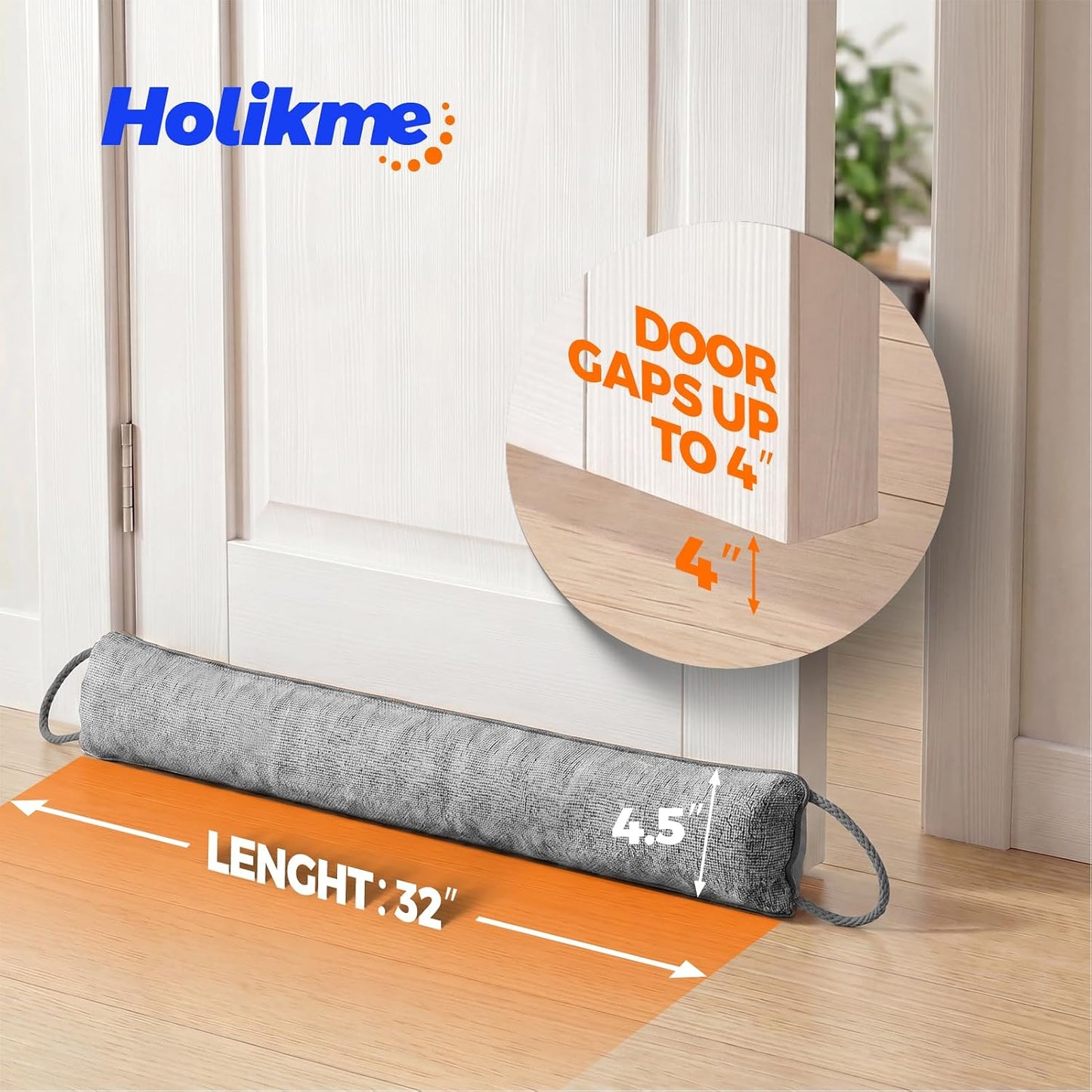 Holikme Weighted Door Draft Stopper - Under Door Seal, 36inch Black | Heavy Duty Fabric, Removable Washable Cover, Hook-and-Loop Fasteners Included, Soundproof & Thermal Insulation, Energy Saving