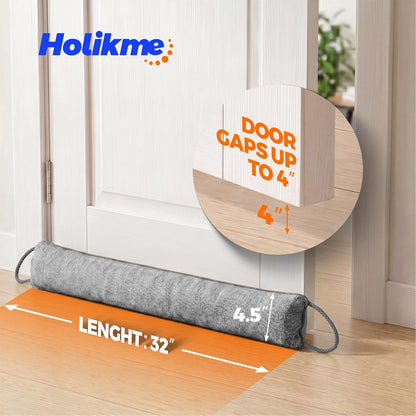 Holikme Weighted Door Draft Stopper - Under Door Seal, 36inch Black | Heavy Duty Fabric, Removable Washable Cover, Hook-and-Loop Fasteners Included, Soundproof & Thermal Insulation, Energy Saving