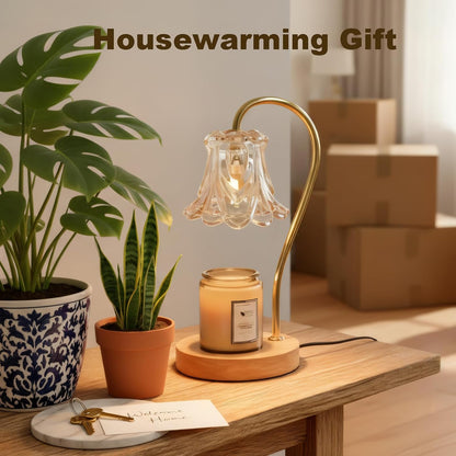 COCOBELA Candle Warmer Lamp with Timer with 2 Bulbs Floral Light Dimmable