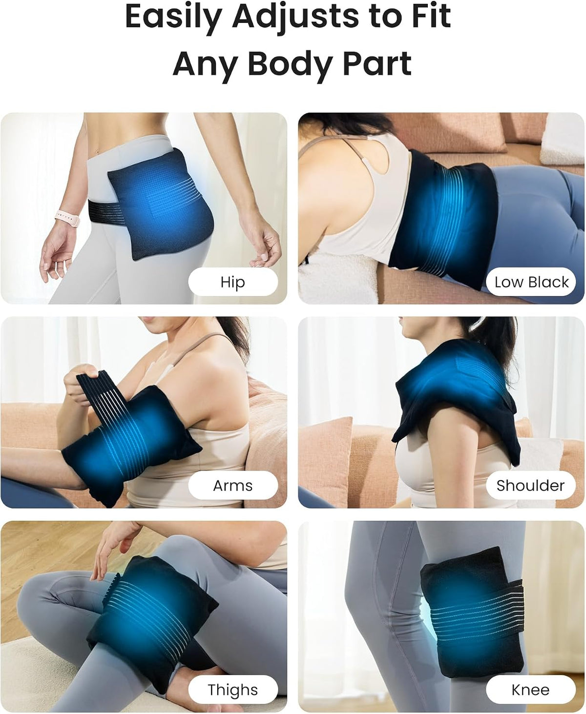 2 Ice Packs for Injuries Reusable, Cold and Hot Packs for Injuries, Joint Pain, Muscle Soreness, and Body Inflammation, Adjustable Ice Packs Wraps for Knees, Back, Shoulders, Arms, and Legs
