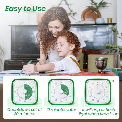 Yunbaoit Rainbow Visual Timer for Kids, 60-min Countdown Timer, Blue | Protective Case, No Ticking, Mute and Ringing Alarm Available, Time Management Tool, Low Power Reminder, for Study,Game,Work