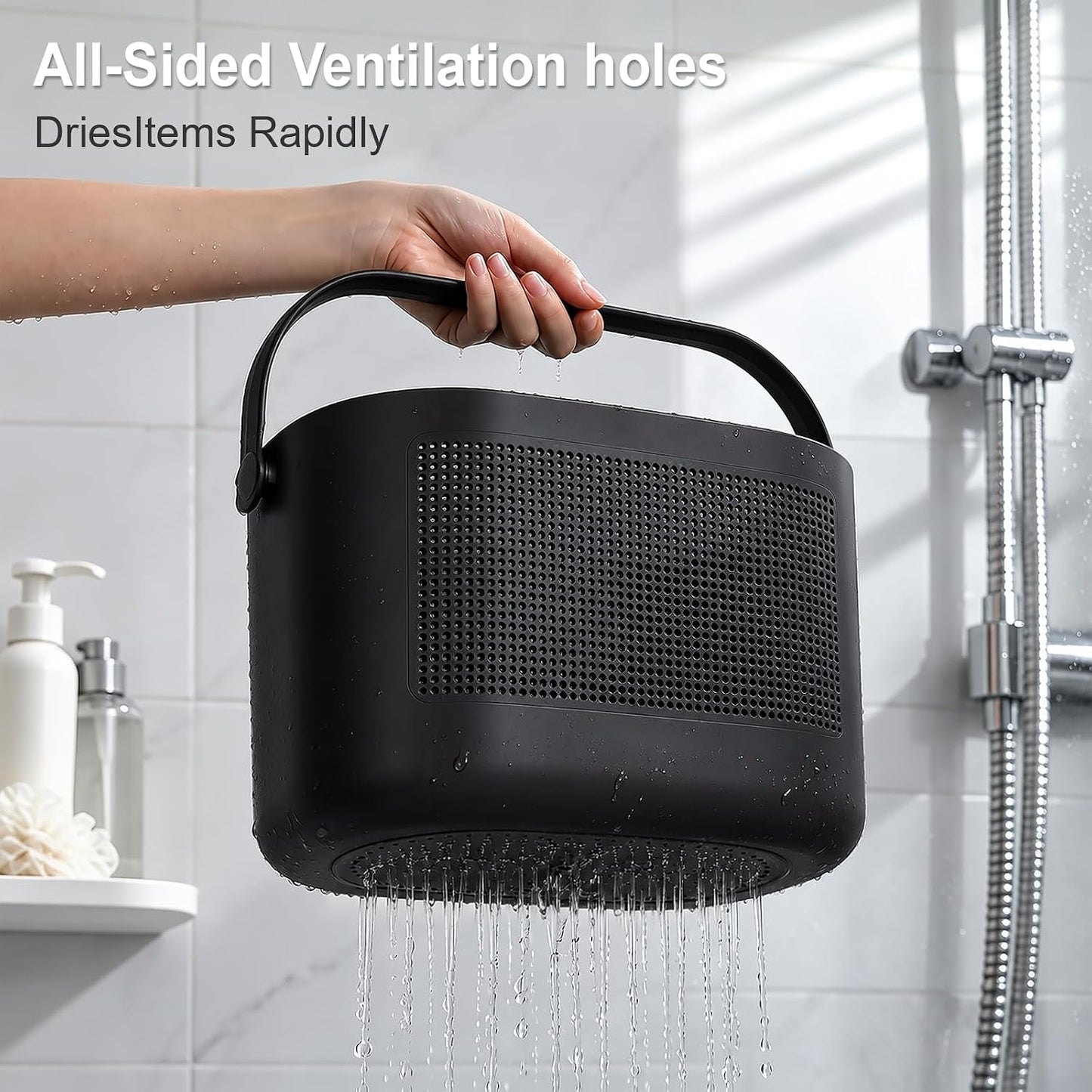 Plastic Portable Shower Caddy Basket, Storage Organizer with Handle, Yellow | Bottom Drain Holes, Keep Dry, Sturdy and Durable, Easy to Carry for Bathroom, Kitchen, Dorm Room, RV, College